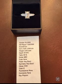 Stunning 2.02ct GIA Certified Emerald Cut Diamond Ring (E / VVS1)