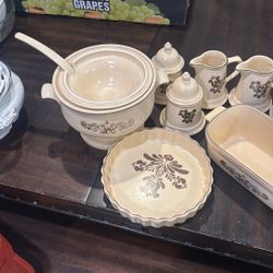 Brown And Beige Dishware