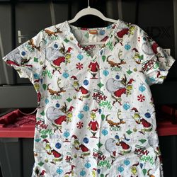 Grinch Christmas Theme Scrub Sz. M