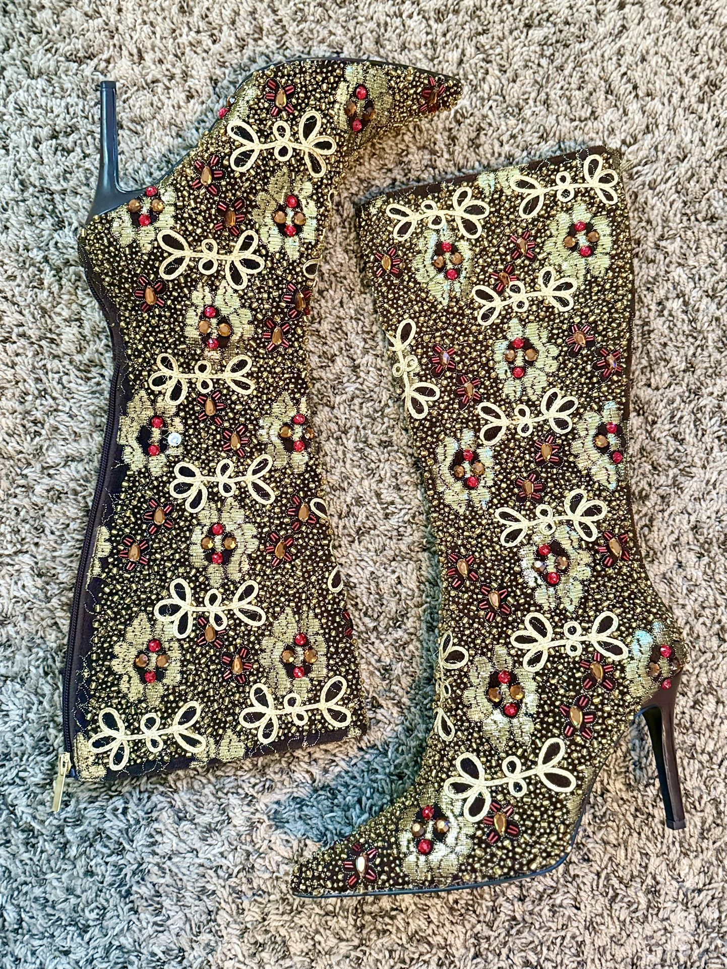 Vintage Gem Embedded Boots