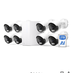 Cyvio 4K PoE Security Camera System, 8pcs 8MP PoE Wired Cameras Outdoor with AI Detection, Color Night Vision, IP67 Waterproof, No Subscription, H.265