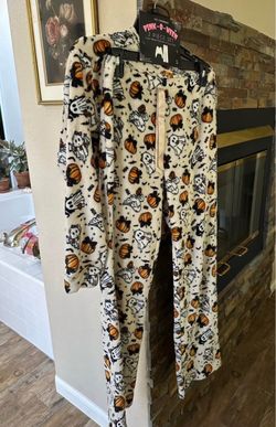 Pink-O-Ween 2 Piece Ghost and Pumpkin pajama set-Size Small
