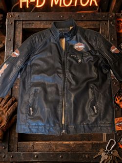 Black Leather Harley Davidson Motorcycle Jacket  XL