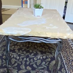 Sandstone Coffee Table With Metal Frame 