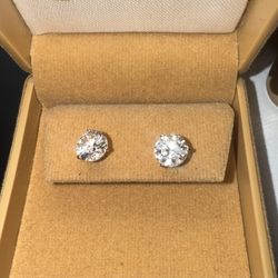 Lab grown Diamond Studs 3Ct Total 1.5 Ct Each 