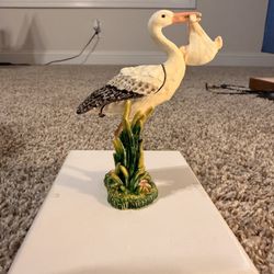 Bejeweled Stork with Baby Figurine – New in Box – Baby Shower Gift