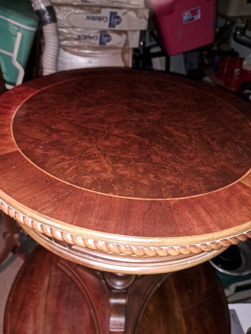 Round Small Wood Table 