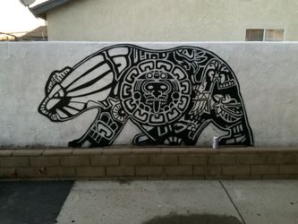 Hand painted sign and mural