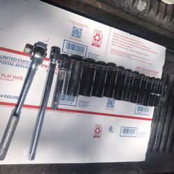 Blackhawk 1/2” Deep Socket Set 6 Pt Except One Ratchet Extensions 1/2” To 1. 1/8”  $95