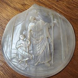 Antique  Mother Of Pearl Carving Of Joseph And Jesus
