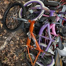 About 10 childrens bikes