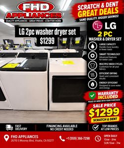 LG white washer and dryer set