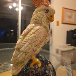Ceramic Cockatoo Perched On Rock
