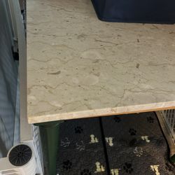 Square Antique Table With Marble Top 