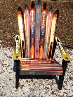 Snow ski Adirondack chairs, fire pit chairs, outdoor furniture