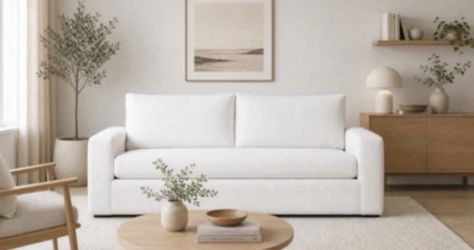 Modern Cream 84” Designer-Style Sofa — Rare Find
