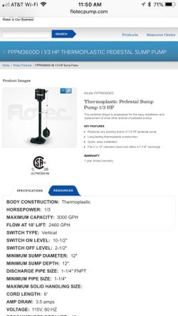 Flotec submersible water pump fppm3600-09
