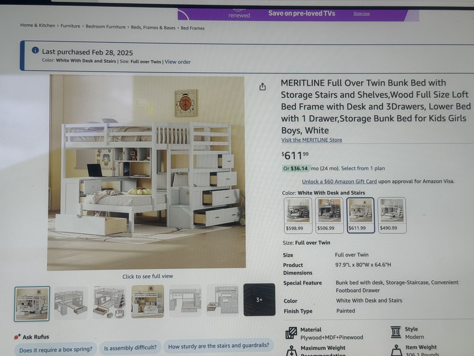 Girls Bunk Bed Discounted.