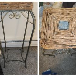 Plant Stand/ End Table With Wicker Top 33 " Tall