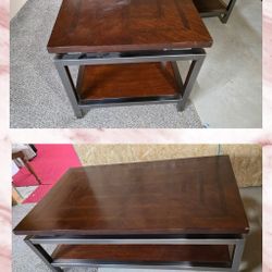 Modern Industrial Coffee Table & End Table Set – Wood & Metal Frame