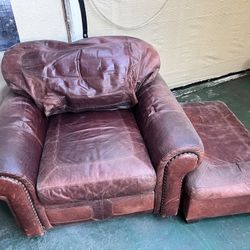 Leather chair + Ottoman 