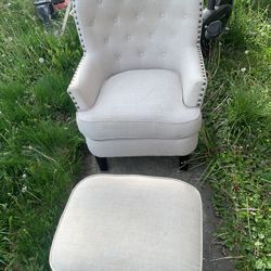 Club Chair with Ottoman, Beige, 