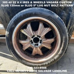 305 40 22 X 4 Tires & Wheels Off Ford F150 With 5lug 135mm Or 5lug 5" Lug Nut Bolt Pattern. 