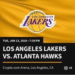 (5) Lakers VS Hawks Tickets 1/13/2026 7:30 PM