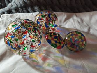 Hand-Painted Glass Ornaments Set of 5