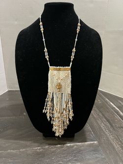 Vintage Beautiful Stunning Beaded Pouch Necklace