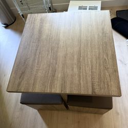 Square Dining Room Table With Storage Under Each Seat 