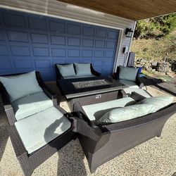 Outdoor Patio Set with Fire Table