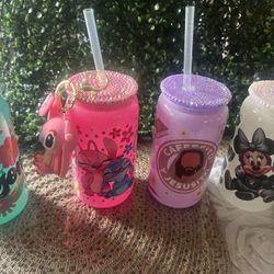 GLASS 16oz CUPS WITH DESGNS