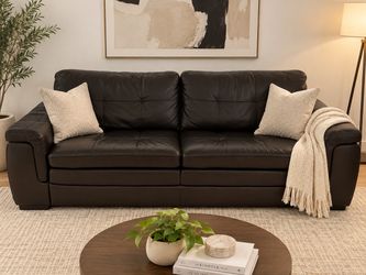 Dark Brown Leather Two-Seat Sofa