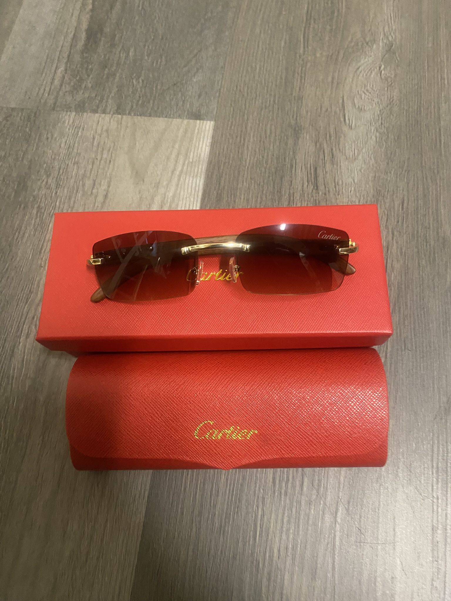 Cartier Gold & Wood Sunglasses