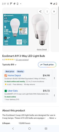 Ecosmart Light Bulbs With 6 Different Options Of Light 