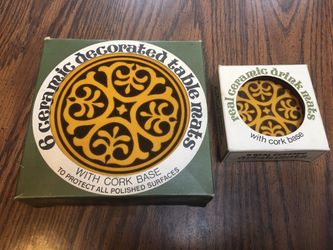 Vintage Maw & Co England Ceramic Matching Table & Drink Mats 6 Table & 4 Drink