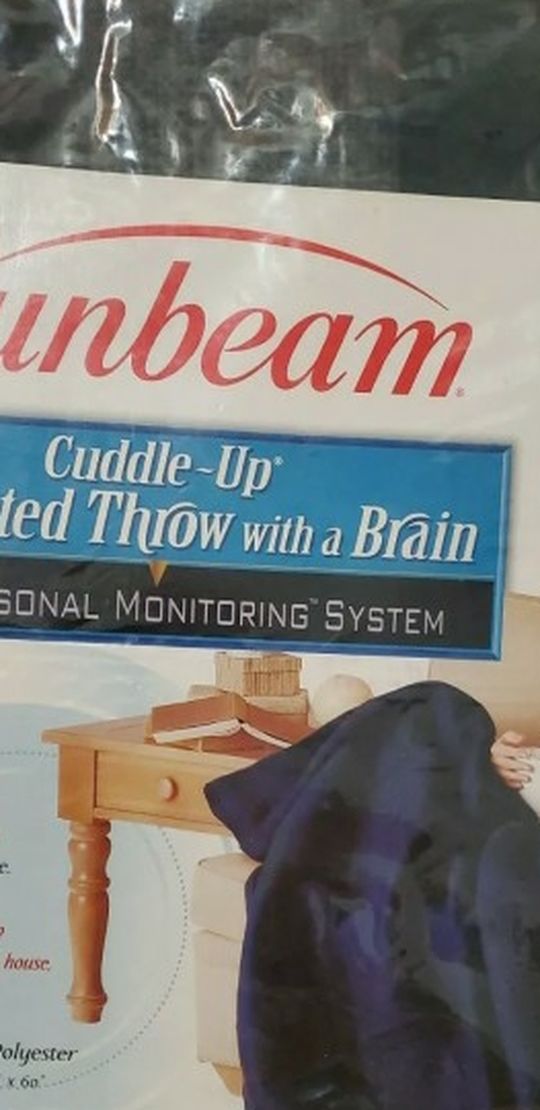 Vintage 1998 Sunbeam Cuddle-Up Heated Throw With A Brain. 50”x 60”, BRAND NEW