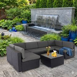 Outdoor Wicker Sectional Sofa Set with Coffee Table brand new in the box brown gray patio sofa set outdoor patio furniture ✅☑️🆕🛺
