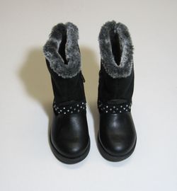 NEW Toddler Girls Fur Boots Black,  Cherokee, Size 6