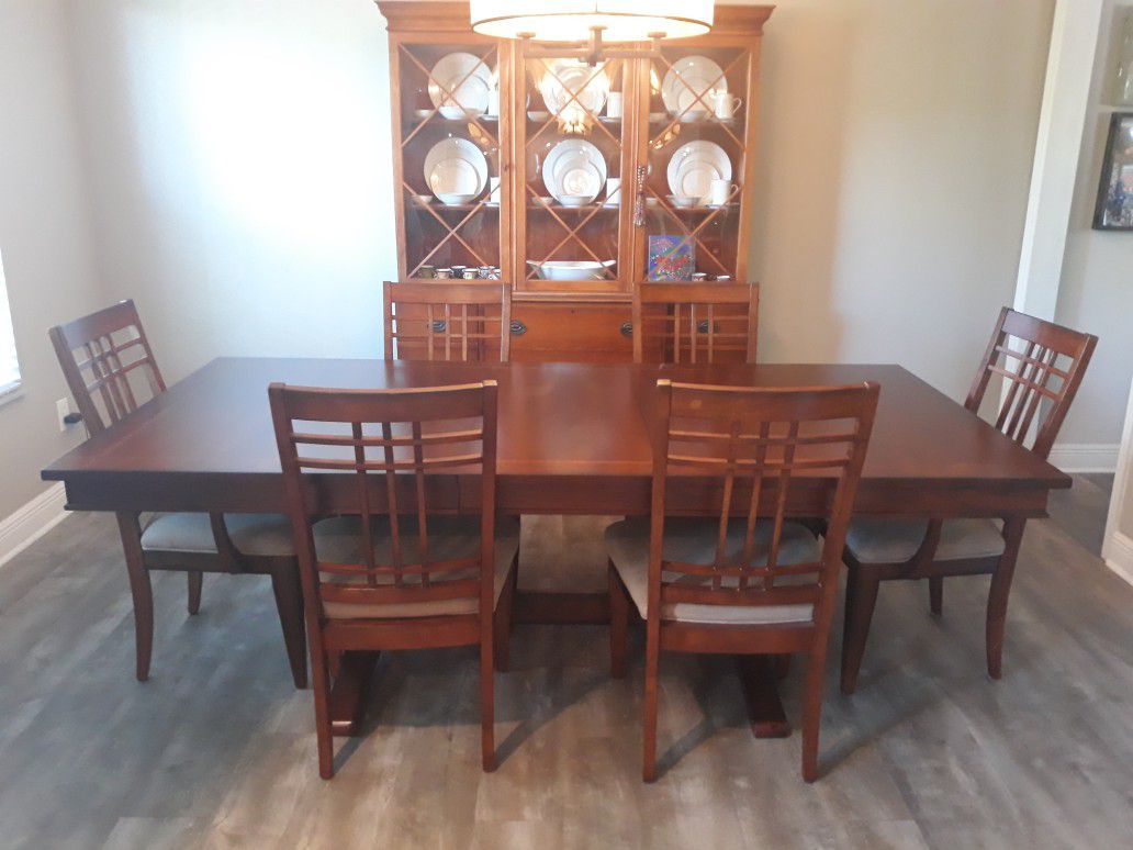 Antique china cabinet and dining table