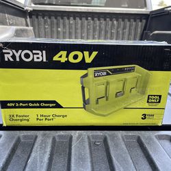 NEW RYOBI 40V 3-Port Sequential Fast Charger