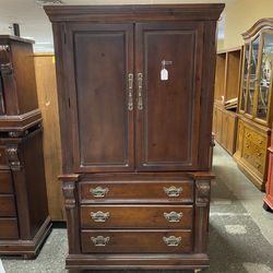 Tall 2 Piece Ornate Carved 3 Drawer Armoire