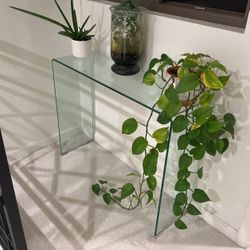 One Waterfall All Glass Sofa  Console  Table