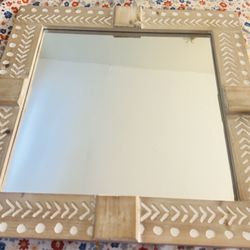 Rustic Solid Wood Antique Rectangle Wall Mirror