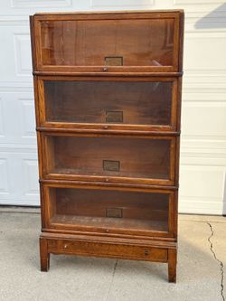 Vintage 1920s Lawyer Solid Wood Barrister Bookcase Shelves 34x12x35h Antique