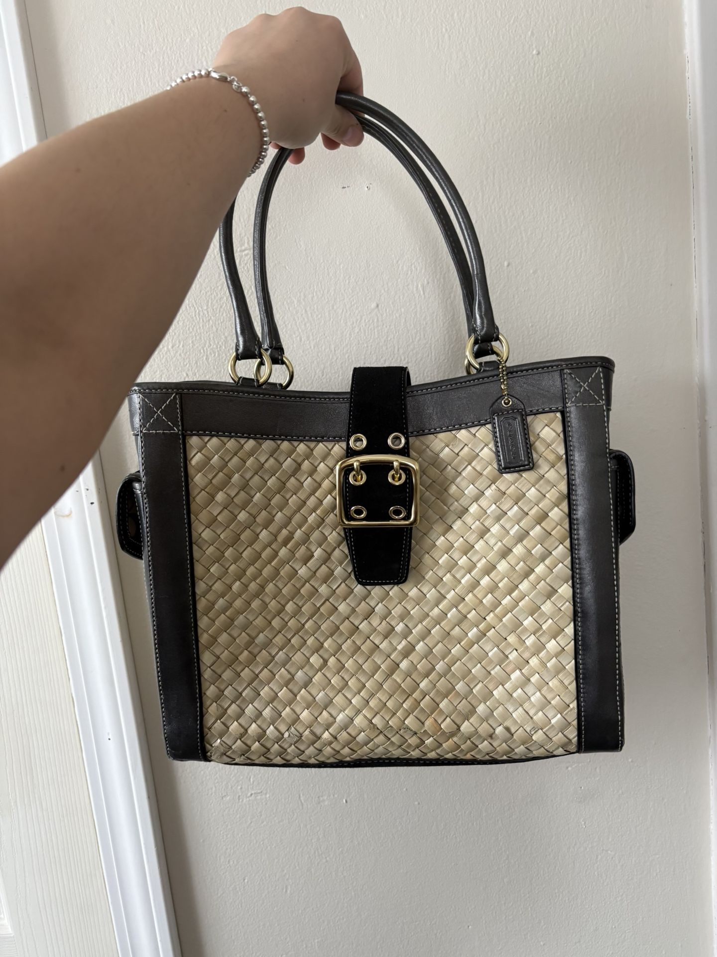 Vintage Coach 4433 Straw tote