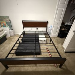 Queen Size Bed Frame W/ Mattress 
