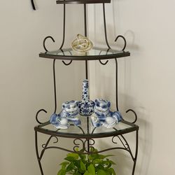 62” 4-Tier  Bronze Metal and Glass Display Stand