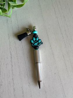 Beaded Paw Print Ballpoint Pen with Tassel